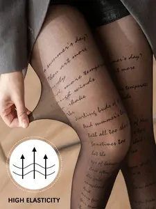 Women's Thin Stockings with Letter Design, Women Pantyhose, Fashion Night Outwear, Suitable for 40-60kg Women, Elegant and Comfortable Style