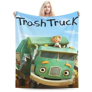 Trash Truck Cartoon Throw Blanket, Super Soft Cozy Flannel Fleece Picnic Blanket for Boys Girls Adults, Warm Plush Blankets for Couch Sofa Bed Living Room It is an excellent gift for children, family and friends