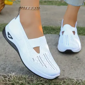 Women'S Breathable Fabric Road Running Sneakers, Casual Slip-On Walking Shoes, Lightweight, with Rubber Sole, for All-Season Comfort