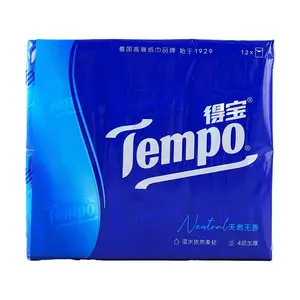 2 Pack TEMPO Pocket Tissues, Unscented, 12 Individual Packs, Travel Size Paper Handkerchiefs for On-the-Go