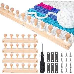 52" Chunky Blanket Loom for Beginners – Wooden Round Chunky Loom with Anti-Slip Pegs, Pine Wood DIY Weaving Kit for Stress Relief, Parent-Child Craft, Gift & Elderly Hand training