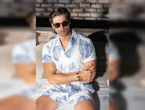 Men's Button-Down & Short's Swim Suit Cabana Set