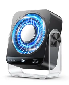 KIMMOO Desk Cooling Fan for Bedroom, 199 Speed Turbo Airflow, Digital Display Quiet Table Fan, 270° Rotatable Small Rechargeable Desktop Fan for Home Office
