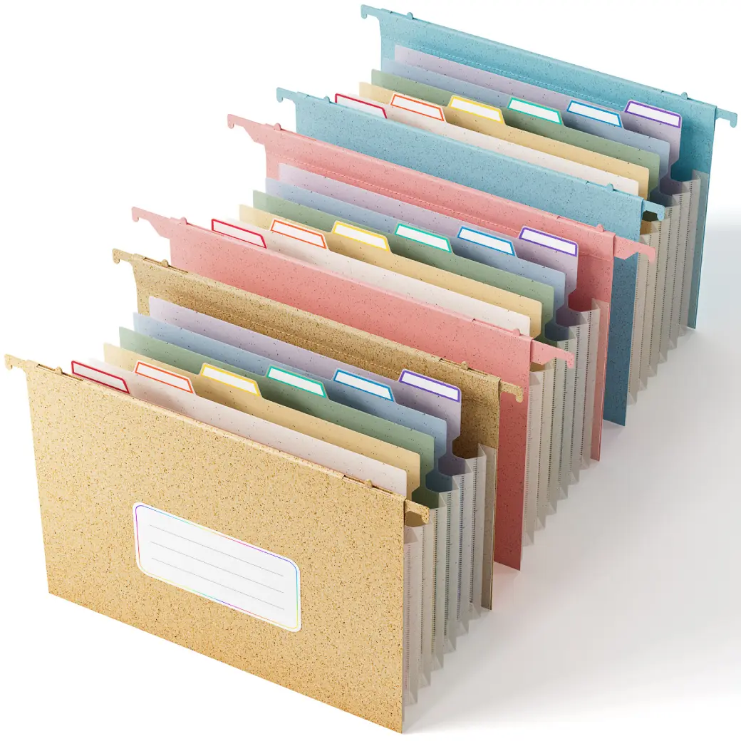 EcoStash Wheat Straw Expanding Hanging File Folders, 3 Color File Organizer, 1.2" Accordion Pockets, Large Capacity, Letter Size for Filing Cabinet, 100% BPA Free, Return to Nature, Healthy Living