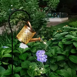 Solar Watering Can with Lights, Hanging Cascade Light, Vintage Metal Fairy Jug Lamp, Outdoor Pathway Decor, Holiday Lighting Display, Solar Garden Lights