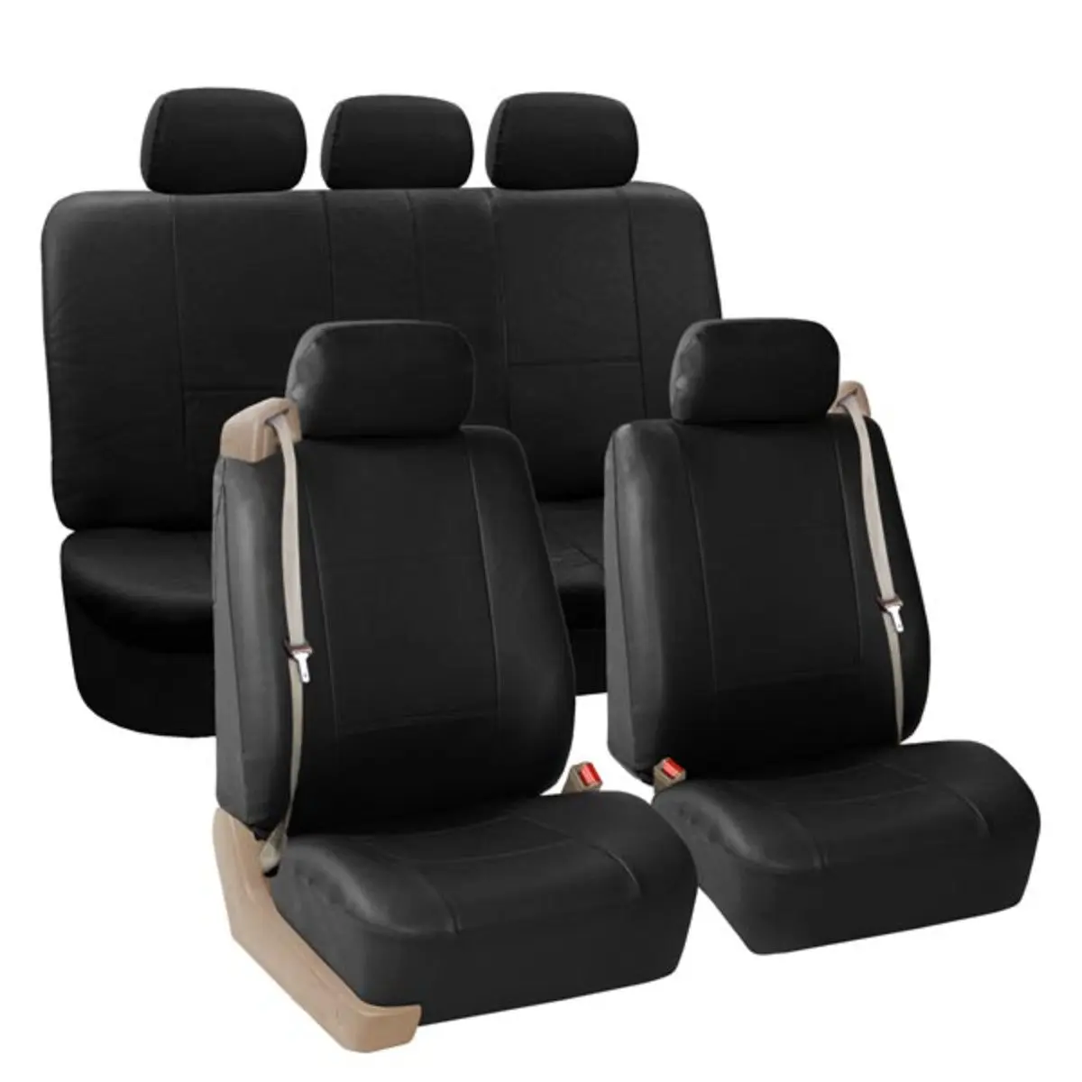 PU Leather Automotive Seat Covers - Airbag Safe, Built-in Seat Belt Compatible, Easy Install Car Interior Decoration Protectors, Car Seat Cover