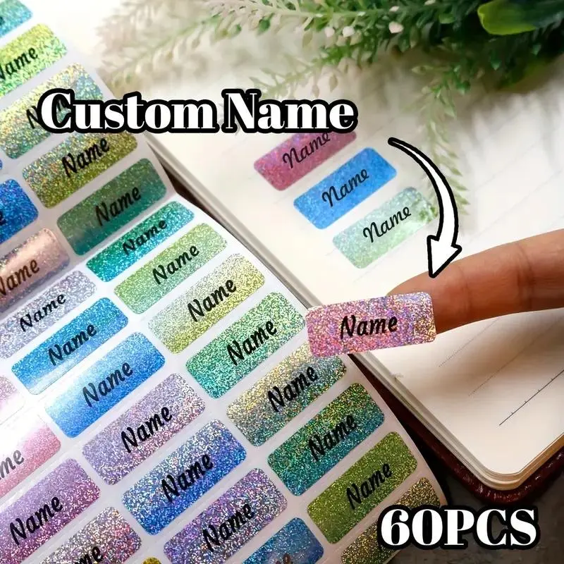 Customized color laser name stickers, waterproof and wear-resistant, suitable for water bottles/stationery/books-h2511