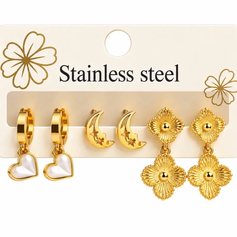 3 Pairs of Earrings for Women, Dainty Daily Wear Fashion Jewelry