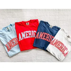 Comfort Colors AMERICA Gingham Tee - Red White & Blue Patriotic Shirt | Little Mama Shirt Shop | Independence Day Outfit |, Everyday Wear, No Fuss Style, Classic Fashion, Fits Every Occasion