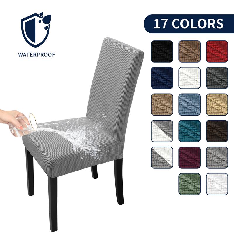Easy-Going Waterproof Dining Chair Cover Set of 2/4/6/8,  Christmas Leakproof Stretch Jacquard Parson Chair Slipcover, Removable Washable Chair Protector for Home, Restaurant, Banquet, Kitchen Hacks