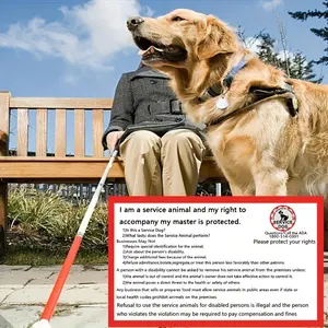 Service Dog Card Stickers Pack of 4, Waterproof Durable Service Dog Info Cards, Protect Your Rights, Attach to Phone for Easy Access