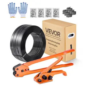 VEVOR Banding Strapping Kit, Heavy Duty Banding Sealer Tool with 1000 ft Length PET Band, 300 Metal Seals, Plastic Manual Pallet Packaging Strapping Kit for Warehouse/Shipping/Moving/Home, OrangeVEVOR Super Brand Day