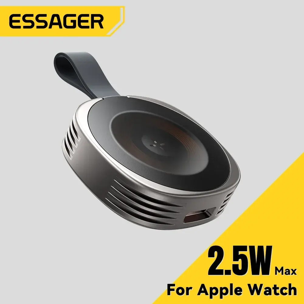 Essager Magnetic Wireless Charger For Apple Watch 9 8 7 6 5 4 3 SE Ultra Fast Charging Station Dual Port Watch Portable charger