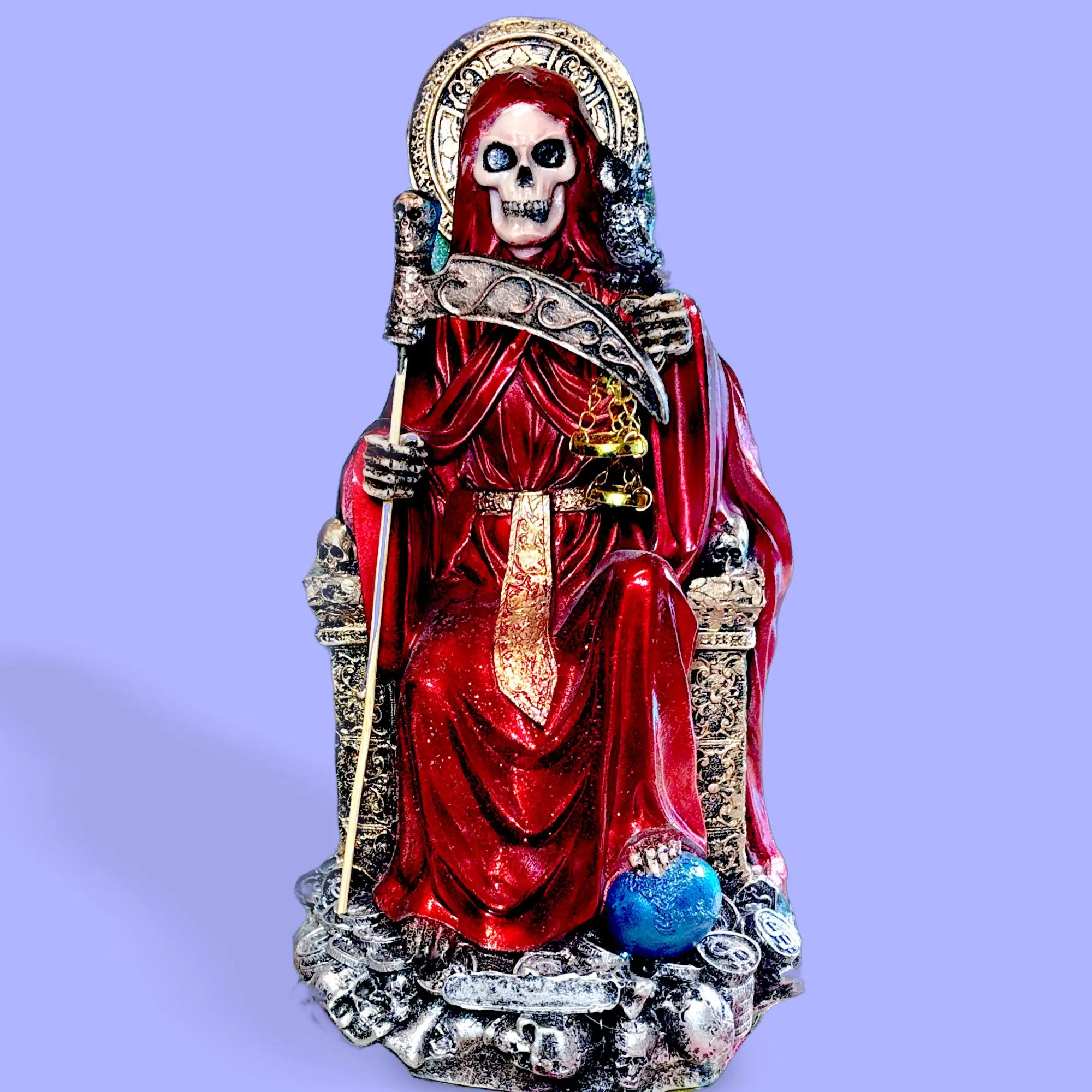 13 In Charged Santa Muerte Mexican Design Statue, Decorative Home Decor Figurine for Spiritual Room Decor, Authentic Religious Home Supply