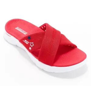 Skechers GOWalk Flex Vegan Patriotic Slide Sandals - Sparkles