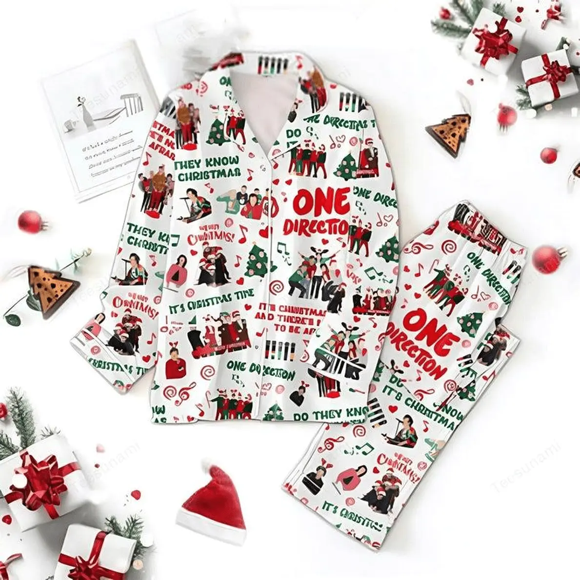One Direction Christmas Pajamas Set, They Know Polyester Sleepwear, Unisex Fan Gift Comfy Cotton Pajama Set For Warm Sleep