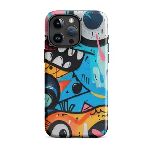 Urban Monster Eyes iPhone 15 Pro Case - Graffiti Wall Art Design