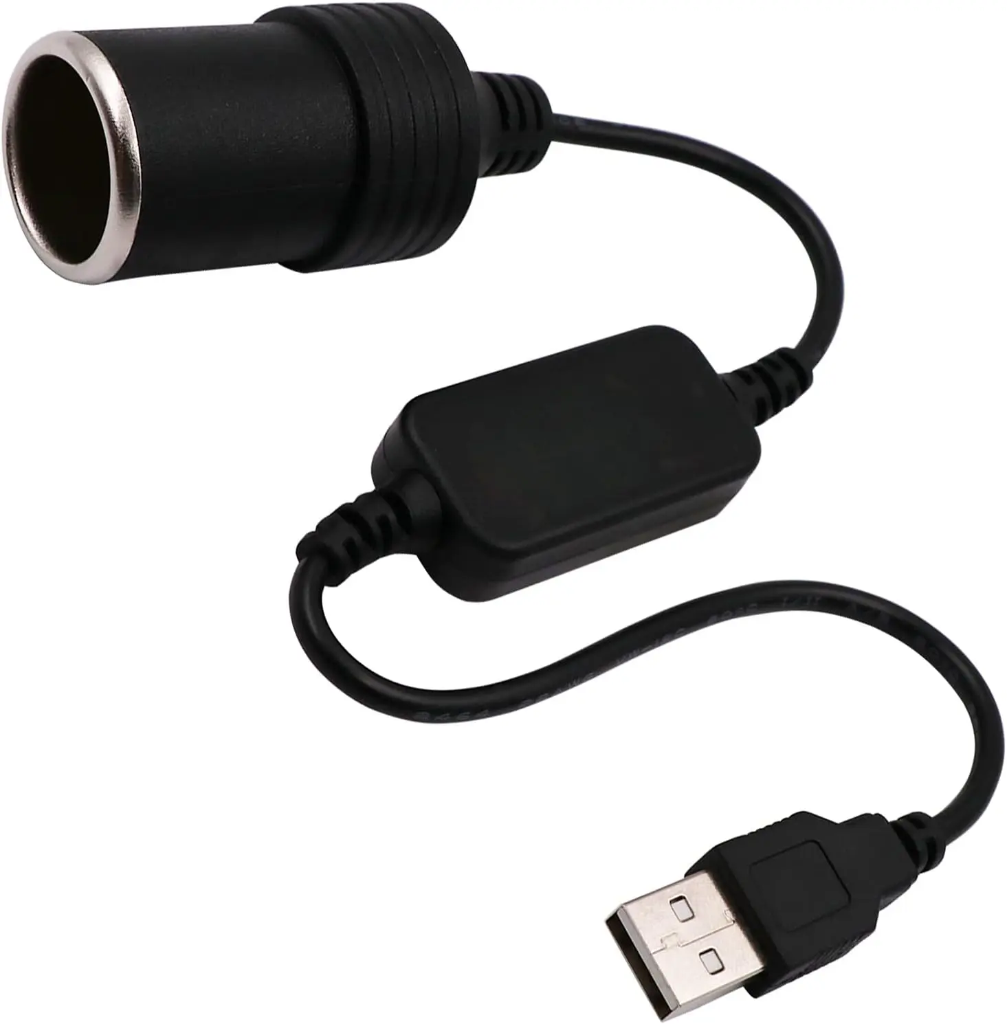 USB A Male to 12V Car Cigarette Lighter Socket Female Converter Cable (8W  Max)