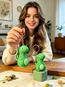 Lizard Keychain with Rechargeable LED Light, Realistic Croak Color Changing Fun Toy, Perfect Gift for Kids & Adults, Cool Keychains, Keychain Flashlight