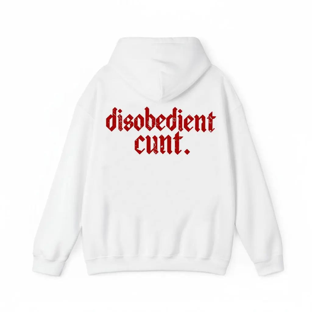 Men's Cotton-Polyester Graphic Hoodie, Disobedient-Cult Statement Pullover Garments, Comfortable Menswear Tops for Gifting