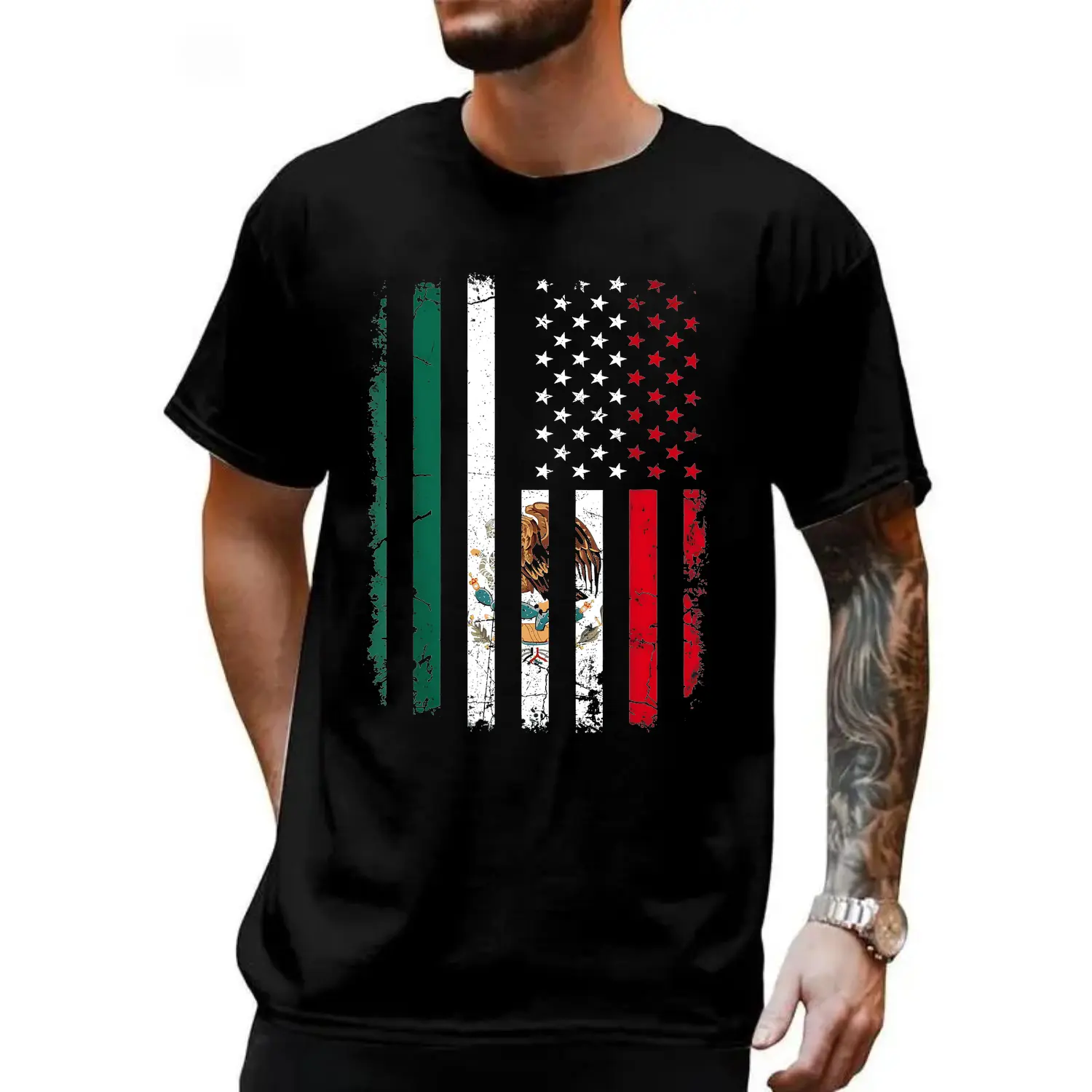 100 Percent Cotton Mexican American Flag Shirt Celebrating Mexican Roots And Heritage Mexico And America T-Shirt