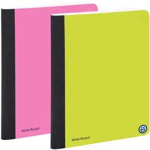 Composition Notebooks Wide Ruled Paper  Hard Cover Notebook Lined Books 100 Sheets Pink And Yellow (2 Pack)