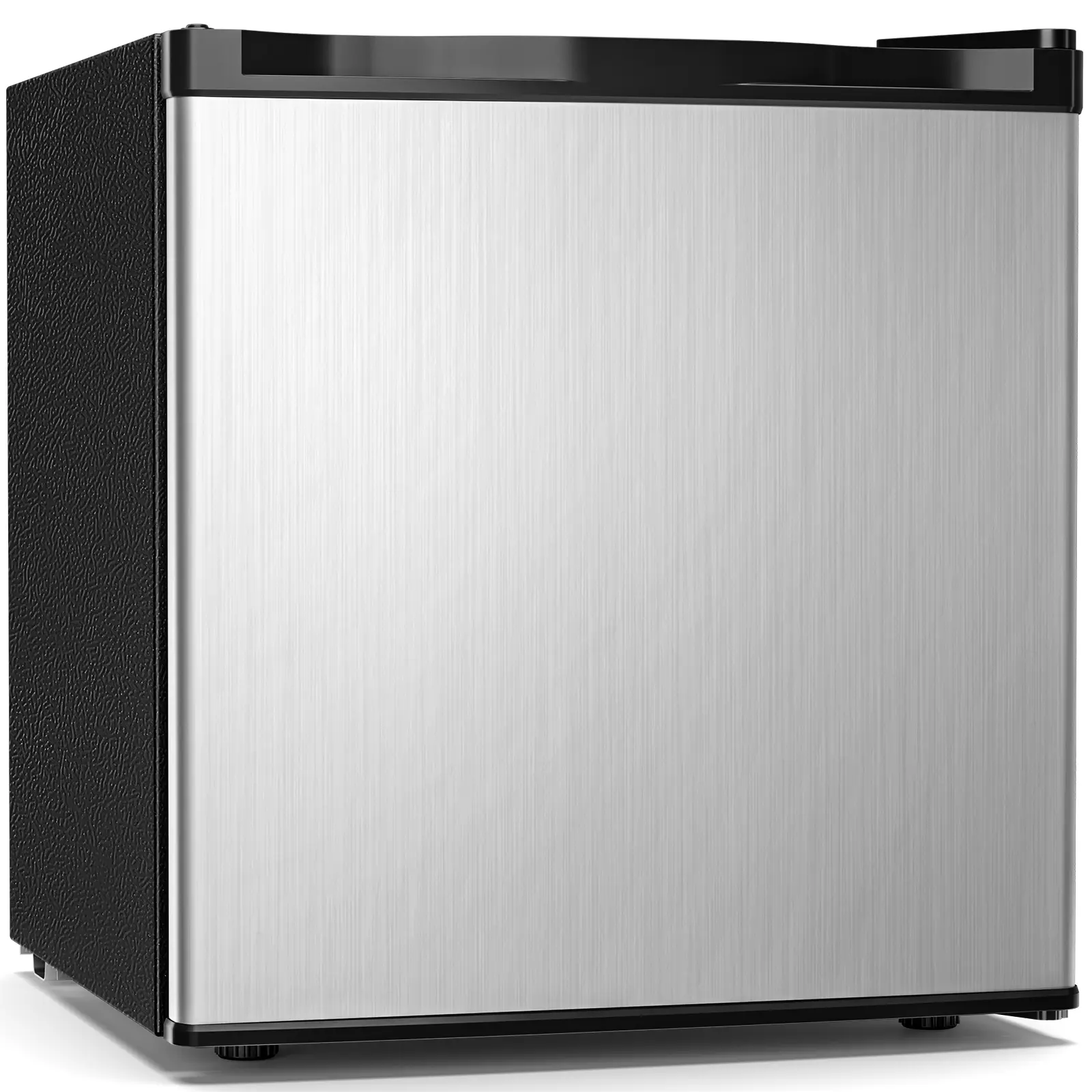 Electactic 1.4 Cu. Ft Compact Mini Fridge with Freezer, Single Reversible Door, Removable Shelves (7 Options), Defrost Button, Dorm & Garage Apartment Study Refrigerator for Bedroom Office, Black