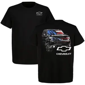 Silverado American Flag 2-Sided T-Shirt Chevy Gang Graphic Menswear Cotton Short Sleeve Gift For Car Enthusiast
