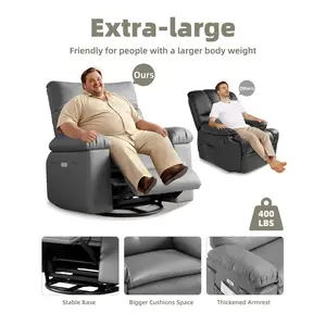 Oversized PU Leather Recliner Dining Chair – Extra Wide Manual Recliner with 1.5X High-Density Foam Arm & Back – Comfortable Single Sofa for Living Room, Bedroom, or Dining Area
