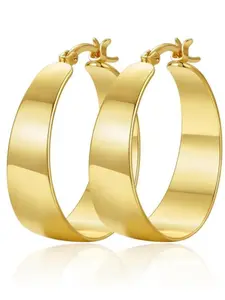 Golden Hoop Earrings for Women Hypoallergenic Copper Large Gold Hoop Earrings Lightweight Big Hoops-30/40/50/60MM, Perfect for Office and Daily Life