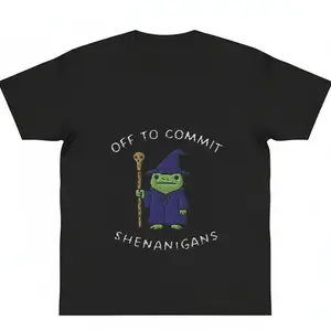 Off to Commit Shenanigans Wizard Frog graphic tees Funny DnD shirt Embroidered 1717 Ren Faire Fantasy Gift y2k cotton fashion Streetwear Shortsleeve Casual