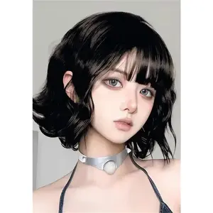 Black Short Curly Hair Wig for Women High Quality Synthetic Natural Big Wave Fashion Ladies Wig