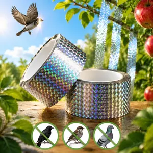 Holographic Bird Repellent Reflective Tape (164FT) - Wind-Activated Outdoor Garden Accessories, Crop Protection Tool That Deters Birds for Fruit Trees