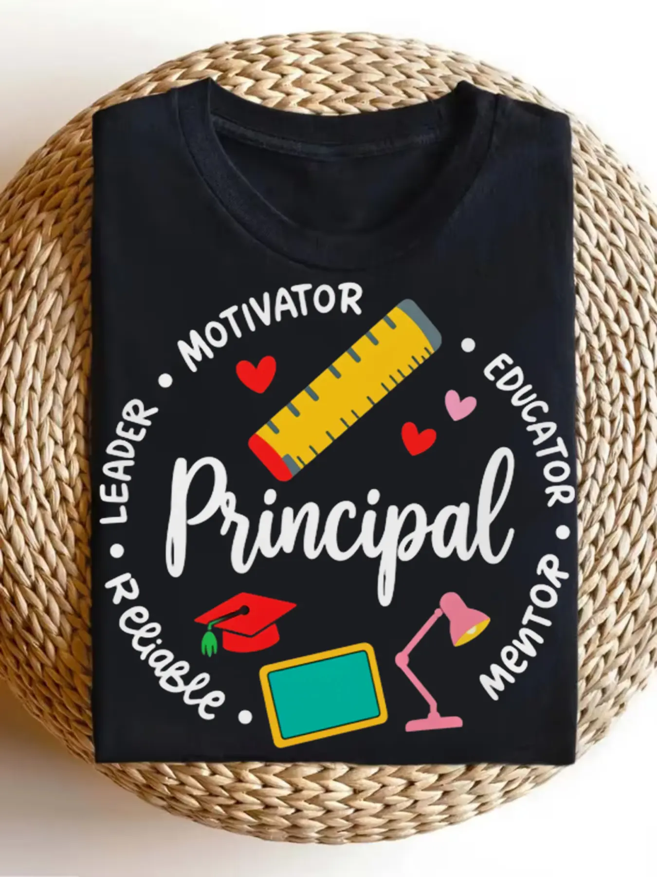 Men's TF243 Principal School Staff TShirt Black wi unisex soft cotton short sleeve t shirt, vintage graphic casual tee for men women teens, perfect birthday holiday gift for camping travel gym daily street  wear