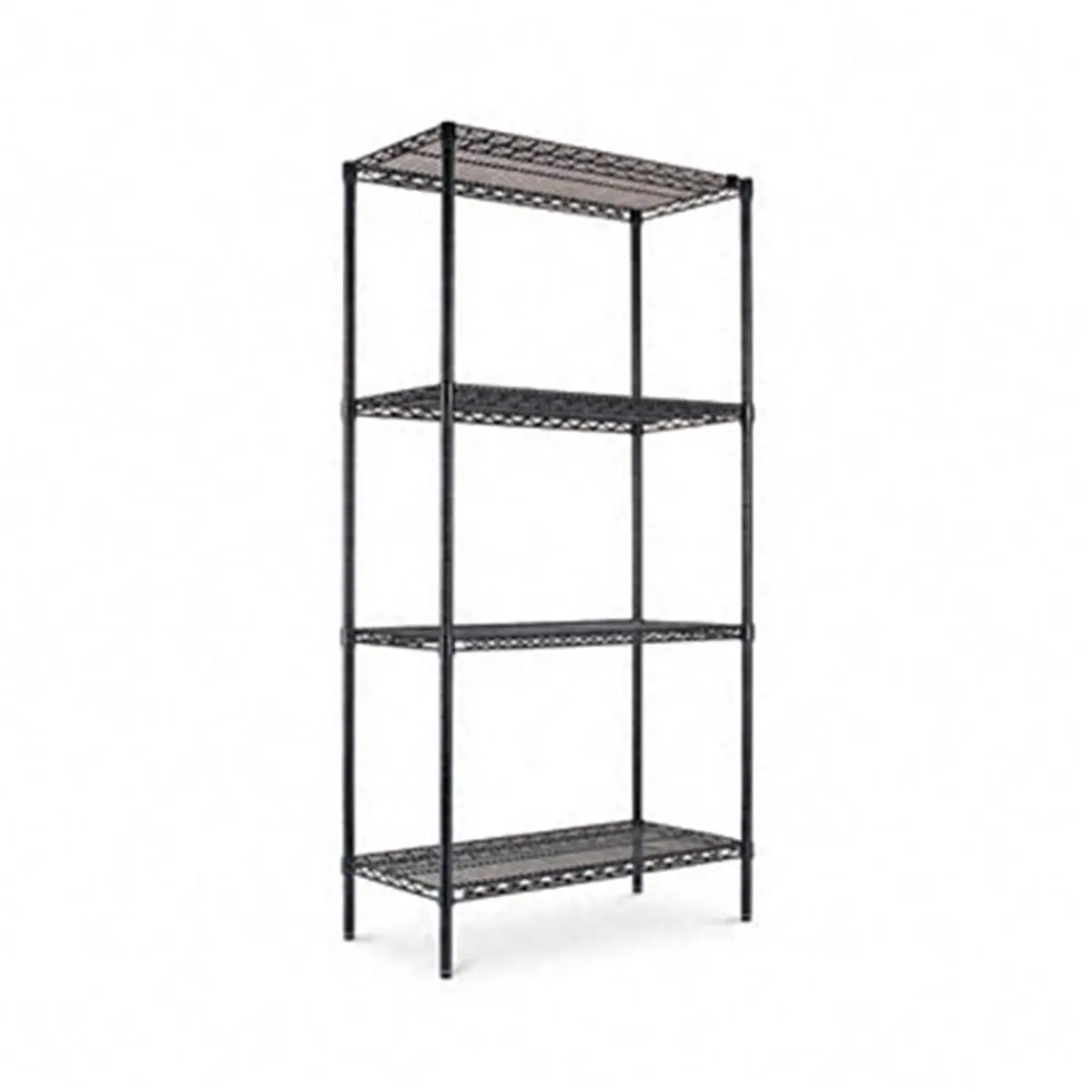 Alera Industrial Steel Wire Shelving Starter Kit - 4-Shelf Rack, 36in W x 18in D x 72in H, Black, Compact Shelving & Storage for Garage Organization, Expandable