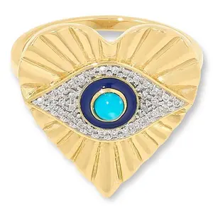 Rarities Fine Jewelry Rarities Gold-Plated Turquoise and Diamond Evil Eye Heart Ring