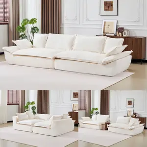 QAK 138" Oversized Modular Cloud Giant Sofa Sectional Couch with Deep Seats Wide Armrests Multiple Pillows Boneless Couches Sofas Loveseat for Living Room Bedroom Apartment Soft Plush