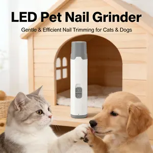 Pet nail file with LED light, two-speed adjustable grinding head, USB fast charging, universal for cats and dogs, low noise and silent. Quiet trimmer