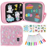 Egofuntoy Erasable Reusable Watercolor Pen Doodle Set for 1-4 Years Old Kids - 12 Bendable Markers, 14-Page Unicorn Book, Drawing Art Supplies, Painting Supplies Kit, Toddler Girl Stuff, Cool Toddler Stuff, Kid Girl Gifts, Car Travel Toys,familyfun