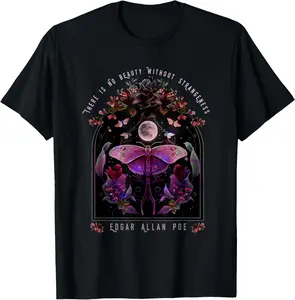 Cotton Graphic Tees Streetwear Gifts There Is No Beauty Some Strangeness by Edgar Allan Poe T-Shirt