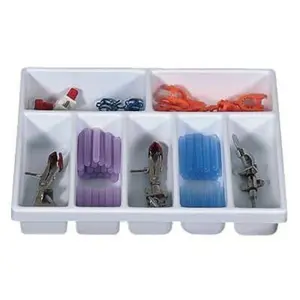 212 MAIN 7-Compartment Drawer Organizer, White Plastic Large-Size Desk Organizer with Rounded Edges for Item Sorting, Multifunctional Office Storage Bin