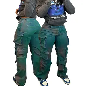 Ladies Street Wear Fashion Green Cargo Pants