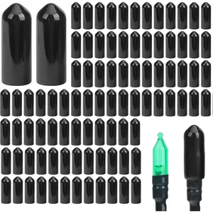 codree 150 PCS No Glow Caps for String Lights, String Light Cap to Hide The Extra Lights, Christmas Blackout Black Light Cap Covers for 5mm Diameter Glass LED String Lights