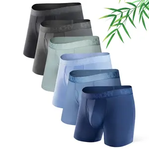 David Archy Men's Bamboo Cooling Fiber Boxer Briefs Breathable Soft Moisture-Wicking Fabric Basic Menswear Underwear with Fly Multipack Comfortable Daily Wear Gift Pants Long boxers for men Socks Stylish TikTokShopRestock Rayon Plain