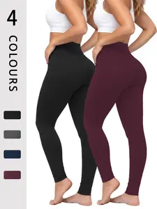 Women's High Waist Tummy Control Leggings, 2 Pack Super Soft No-See-Through Workout & Yoga Pants, Stretchy Workout Leggings, Ideal for Running & Daily Wear