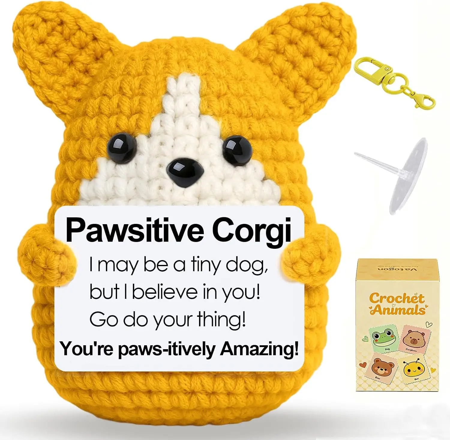 Corgi Gifts for Corgi Lovers Birthday Gifts for Women Men Her Him | Emotional Support Inspirational Crochet Dog for Coworkers Nurses Friend Back to School,Handmade Cute Puppy Desk Decor Gift