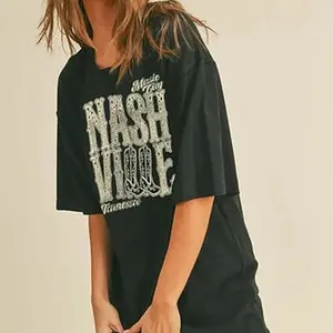Nashville Music City Graphic Tee in BLACK Cotton Dress