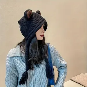 [Cute Frog Beanie Hat] Cozy Lightweight Acrylic Cute Frog Beanie Hat for Women - Winter Cap with Ear Flaps, Cartoon Design, Perfect for Christmas & Casual Wear Unisex Reindeer Antler Knitted beanie how to wear beanies