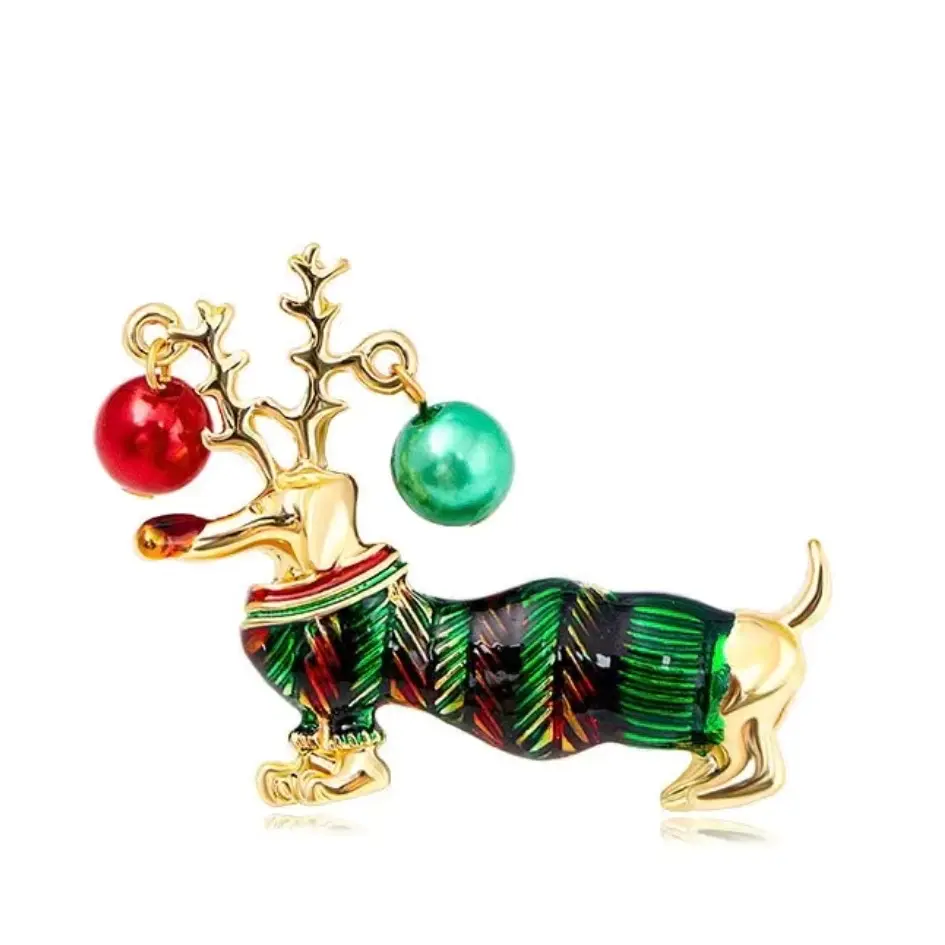 Dog Shape Brooch, Christmas Brooch