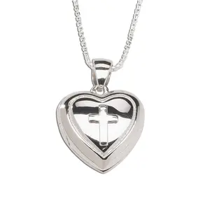 Sterling Silver Children's Heart Locket with Cross